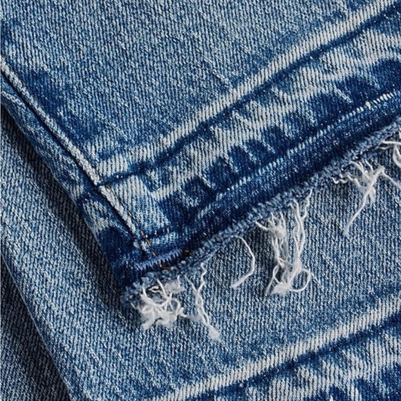 NWT EXPRESS High Waisted Medium Wash Drop Hem Straight Ankle Jeans, 4 short (4S) - Picture 9 of 14